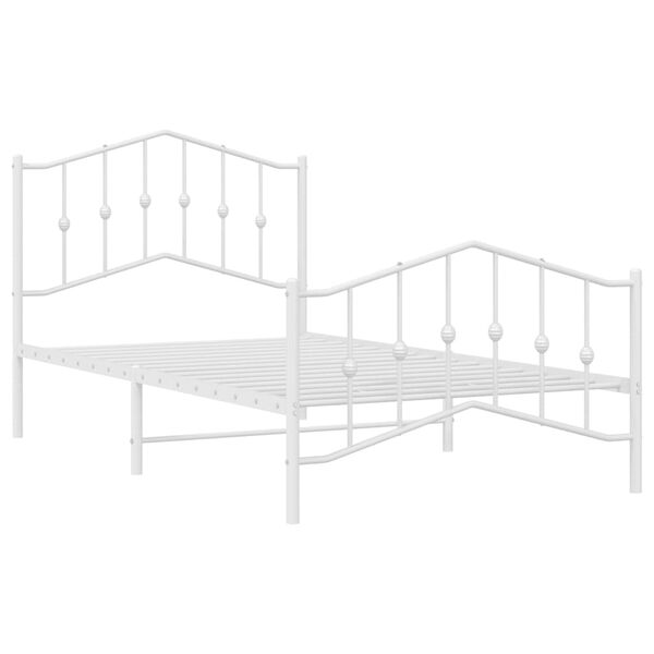 vidaXL Metal Bed Frame without Mattress with Footboard White 100x190cm