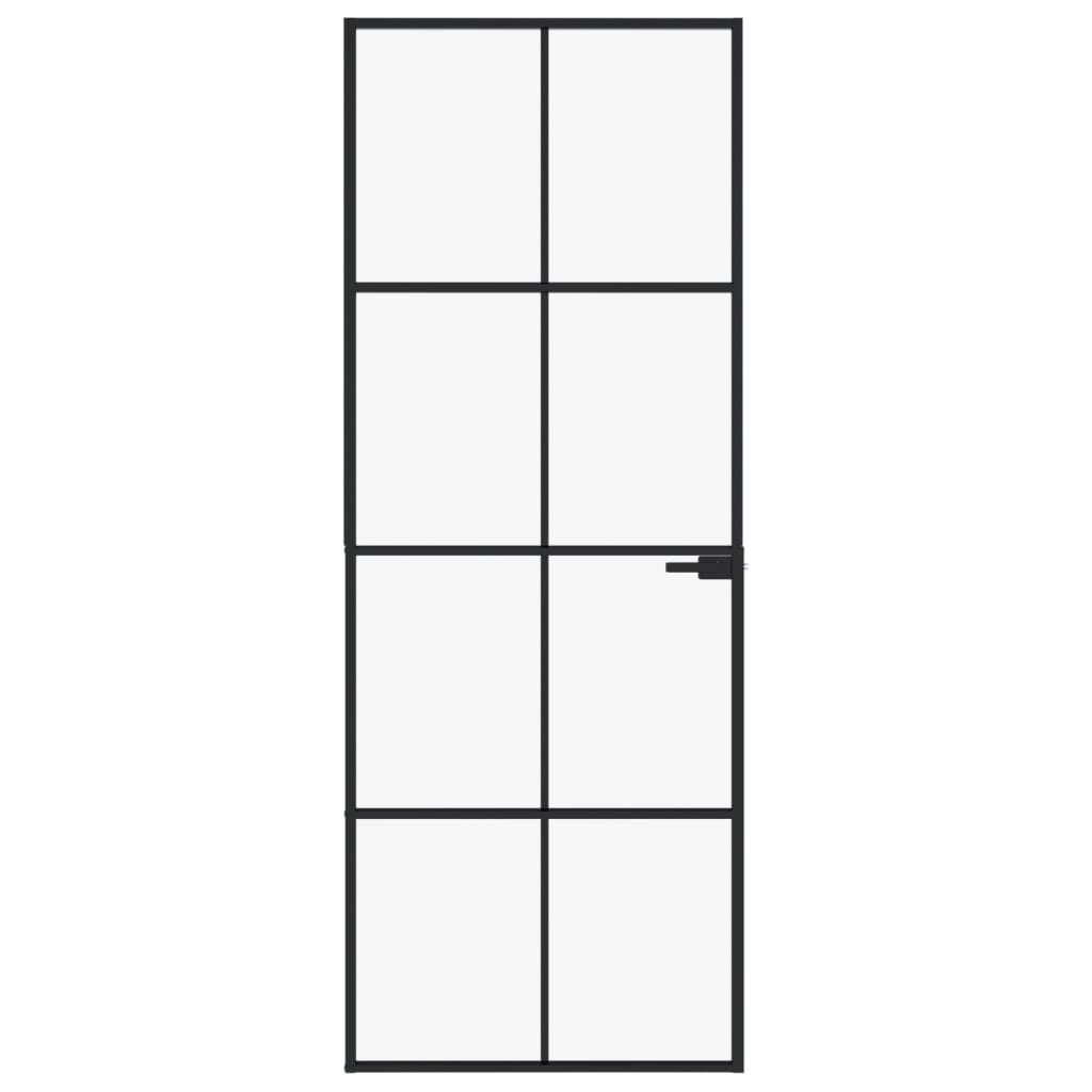 vidaXL Interior Door Black 76x201.5 cm Tempered Glass&Aluminium