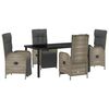 vidaXL Garden Dining Set with Cushion 5 pcs Grey Poly Rattan