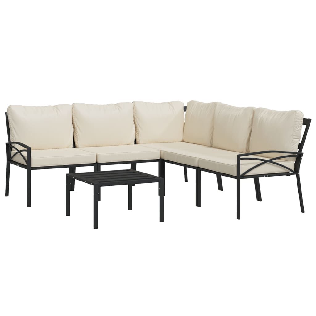 vidaXL 6 Piece Garden Lounge Set with Sand Cushions Steel