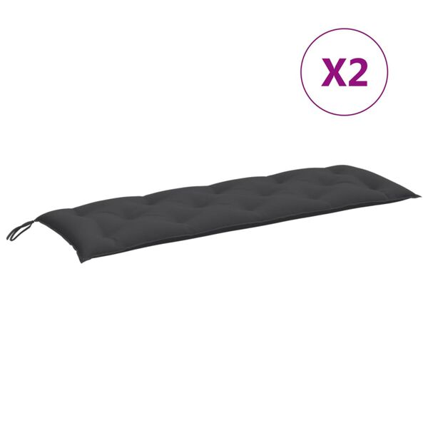 vidaXL Garden Bench Cushions 2 pcs Melange Anthracite 150x50x7 cm Fabric