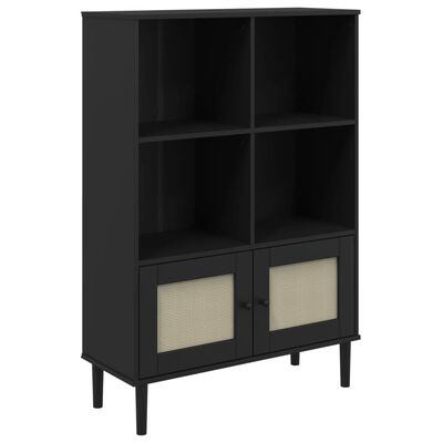 vidaXL Bookcase SENJA Rattan Look Black 90x35x130 cm Solid Wood Pine