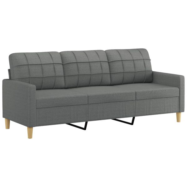 vidaXL 3 Piece Sofa Set with Cushions Dark Grey Fabric