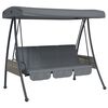 vidaXL Garden Swing Bench with Adjustable Canopy Dark Grey Steel