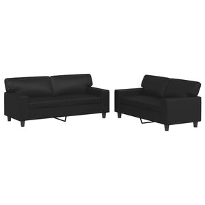 vidaXL 2 Piece Sofa Set Black Faux Leather