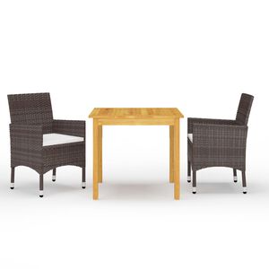 vidaXL 3 Piece Garden Dining Set Brown