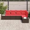 vidaXL Garden Sofa Set with Cushion 5 pcs Brown Poly Rattan