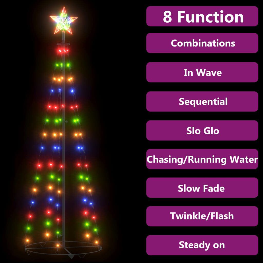 vidaXL Christmas Cone Tree Colourful 84 LEDs Decoration 50x150 cm