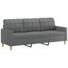 vidaXL 3 Piece Sofa Set with Cushions Dark Grey Fabric