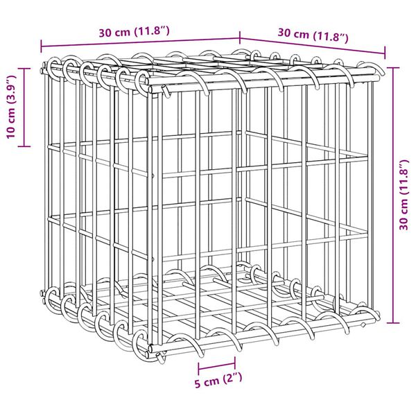 vidaXL Cube Gabion Raised Bed Steel Wire 30x30x30 cm