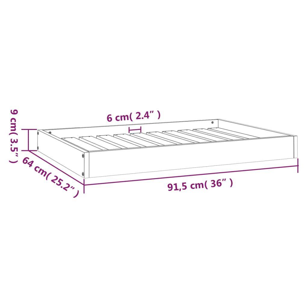 vidaXL Dog Bed Honey Brown 91.5x64x9 cm Solid Wood Pine