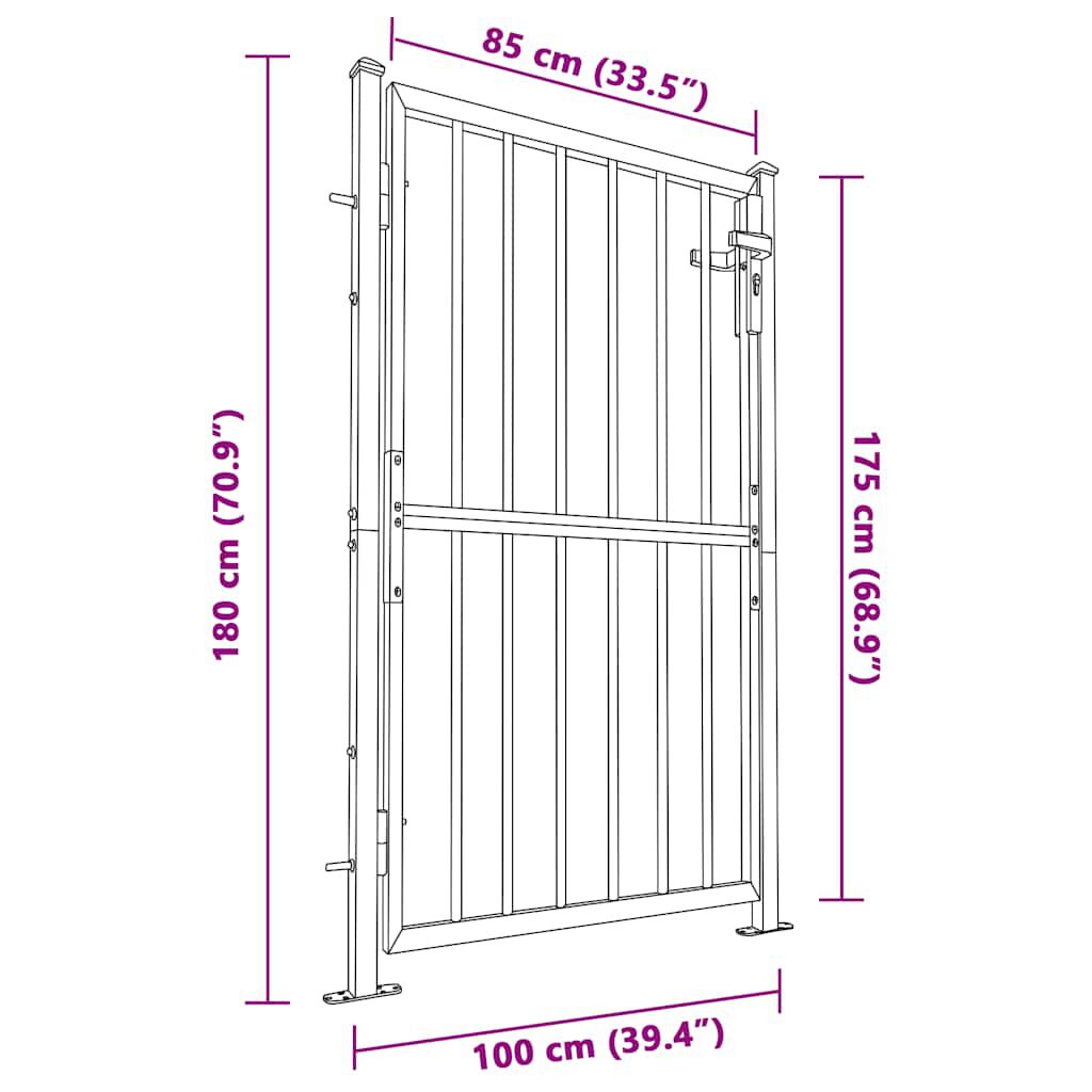 vidaXL Garden Gate 100x180 cm Stainless Steel