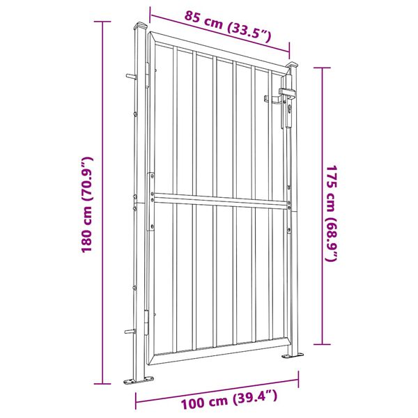vidaXL Garden Gate 100x180 cm Stainless Steel