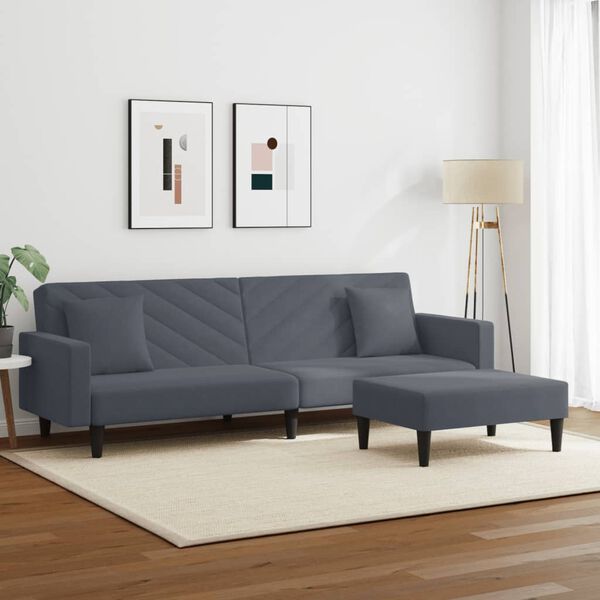 vidaXL 2 Piece Sofa Set with Pillows Dark Grey Velvet
