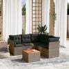 vidaXL 6 Piece Garden Sofa Set with Cushions Grey Poly Rattan