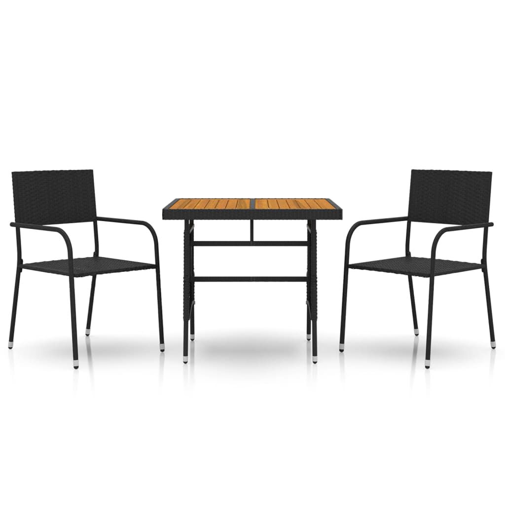 vidaXL 3 Piece Outdoor Dining Set Poly Rattan Black