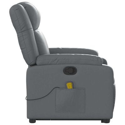 vidaXL Stand up Massage Recliner Chair Grey Faux Leather