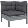 vidaXL 7 Piece Garden Lounge Set with Grey Cushions Solid Pinewood