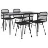 vidaXL 5 Piece Garden Dining Set Black Poly Rattan