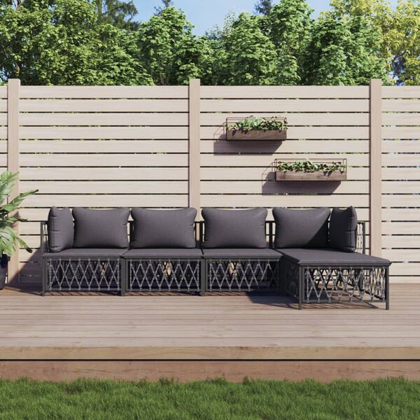 vidaXL 5 Piece Garden Lounge Set with Cushions Anthracite Steel