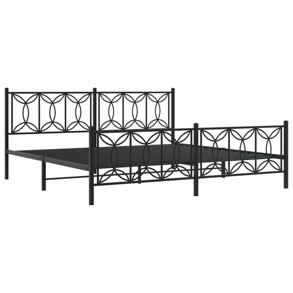 vidaXL Metal Bed Frame without Mattress with Footboard Black 193x203cm
