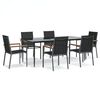 vidaXL 7 Piece Garden Dining Set Black Textilene and Steel