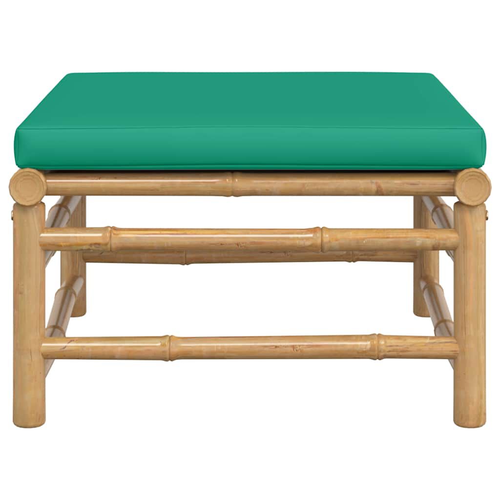 vidaXL Garden Footstool with Green Cushion Bamboo