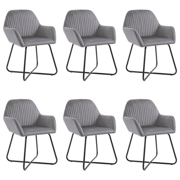vidaXL Dining Chairs 6 pcs Grey Velvet
