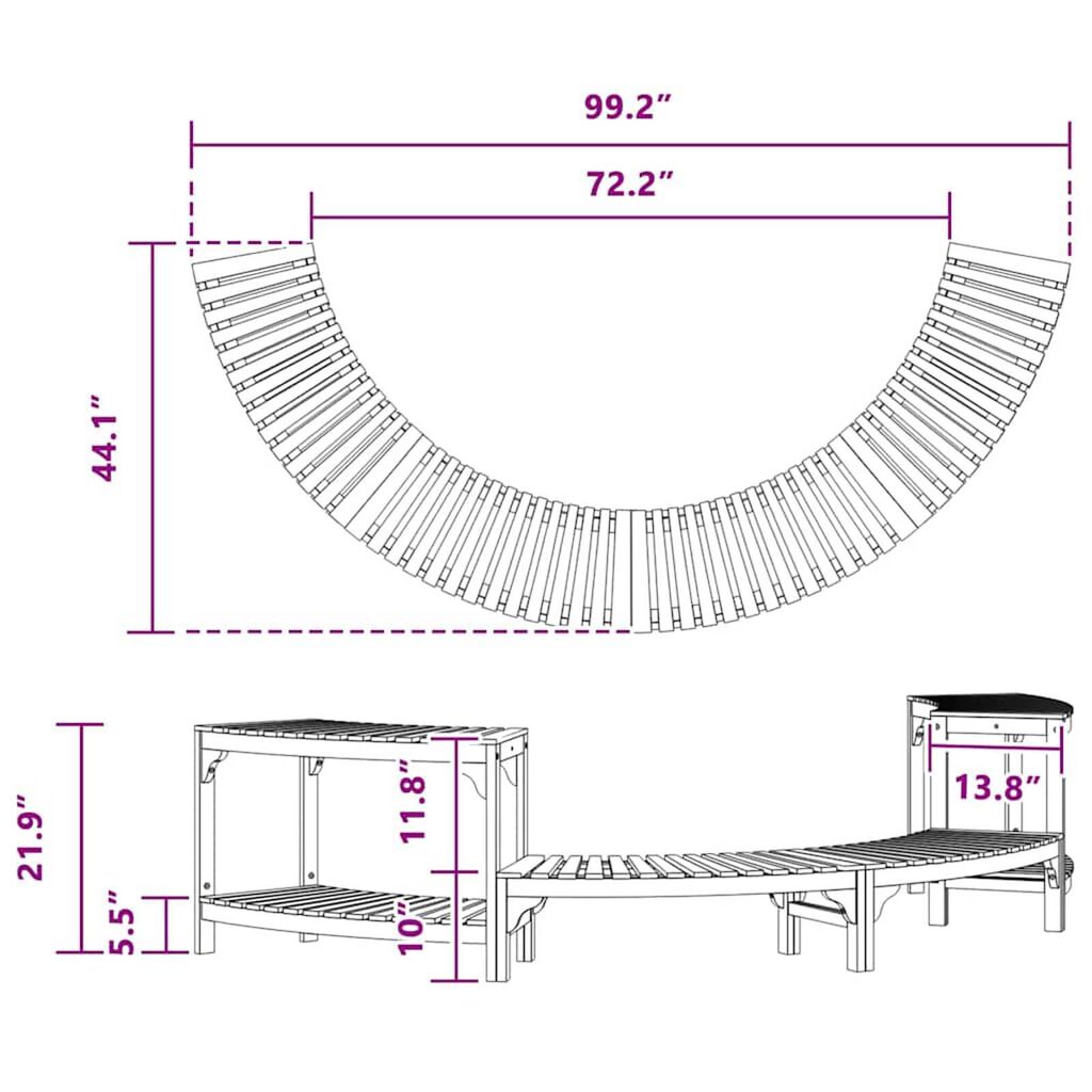 vidaXL Hot Tub Surround Brown 252 x 112 x 55.5 cm Solid acacia wood