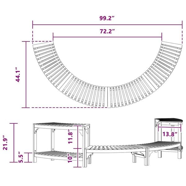 vidaXL Hot Tub Surround Brown 252 x 112 x 55.5 cm Solid acacia wood