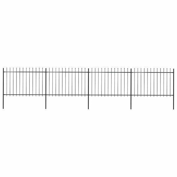 vidaXL Garden Fence with Spear Top Steel 714.5x120 cm Black