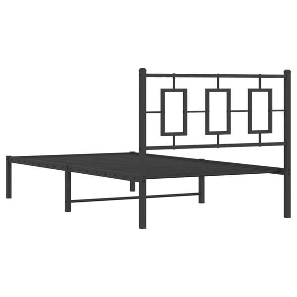 vidaXL Metal Bed Frame without Mattress with Headboard Black 100x200cm