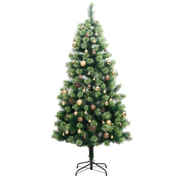 vidaXL Artificial Hinged Christmas Tree 300 LEDs & Ball Set 180 cm