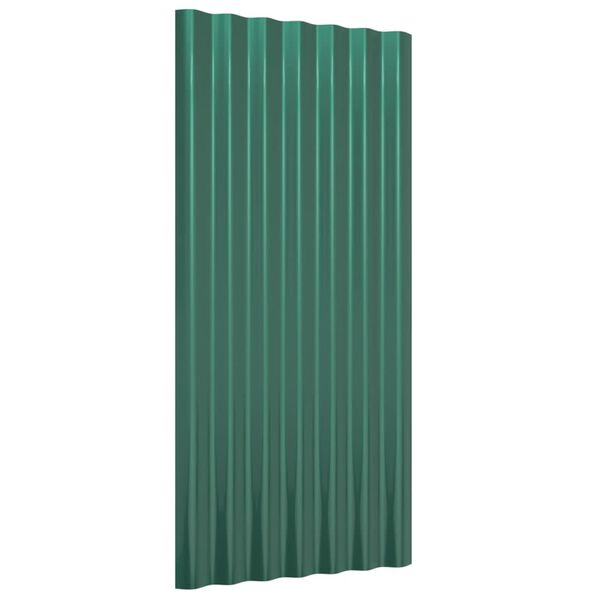 vidaXL Roof Panels 12 pcs Galvanised Steel Green 80x36 cm