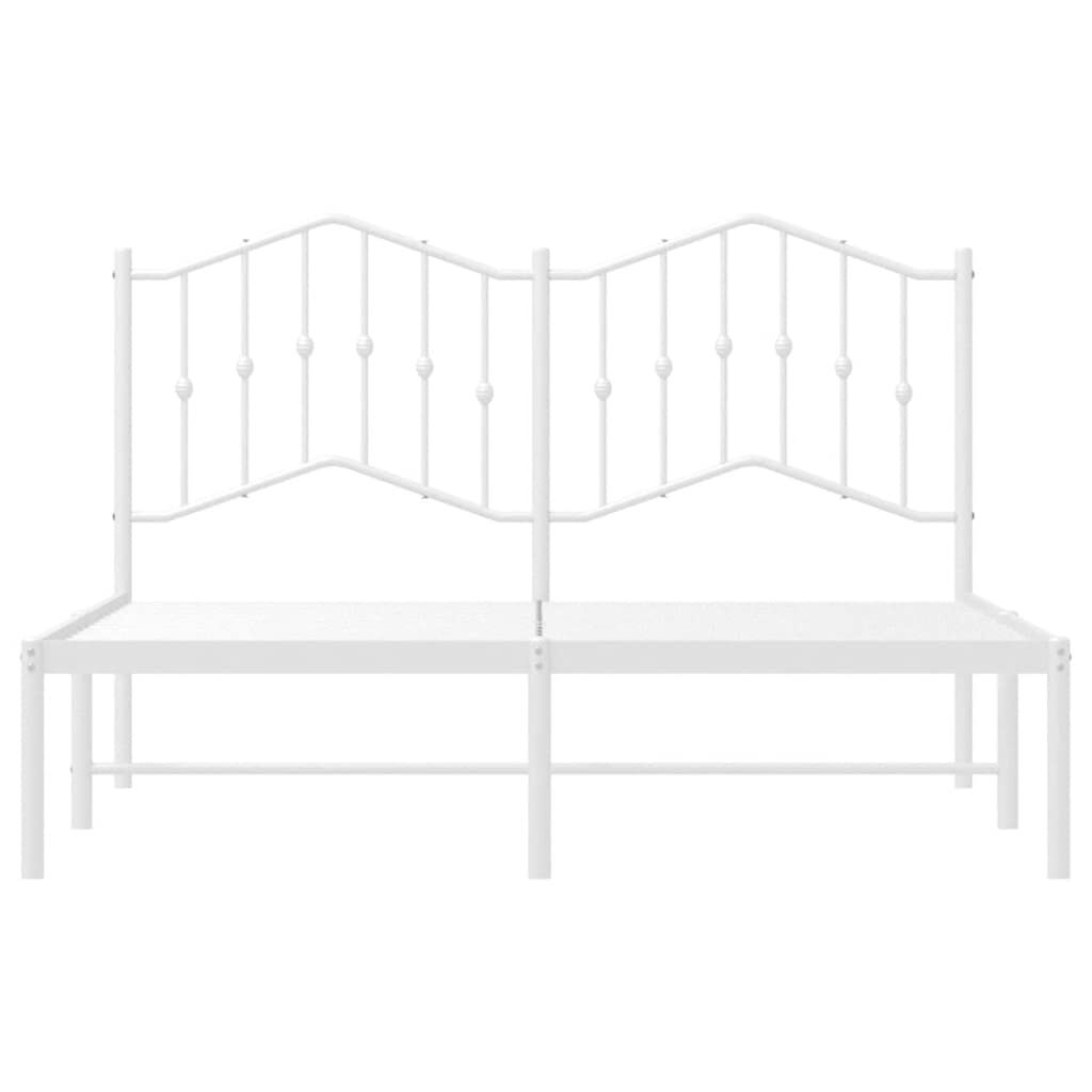 vidaXL Metal Bed Frame without Mattress with Headboard White 150x200cm