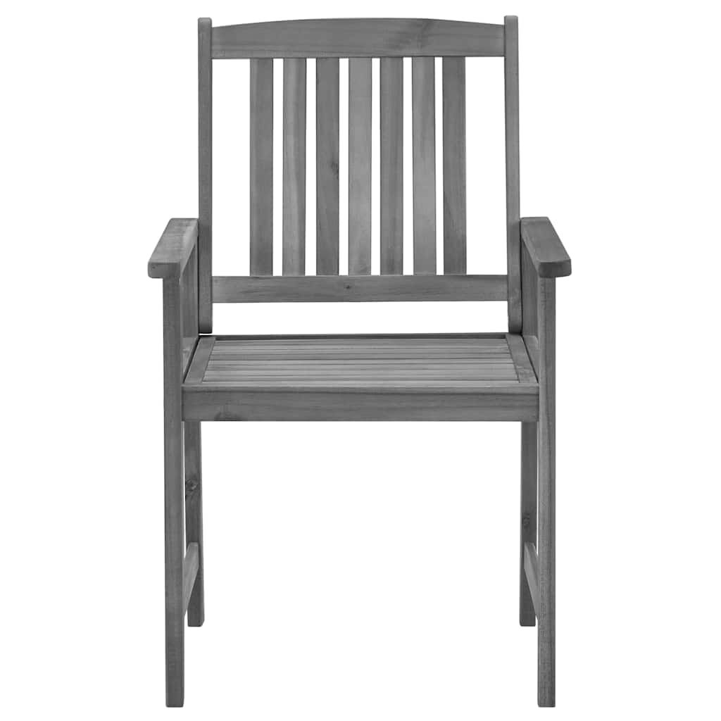 vidaXL Garden Chairs with Cushions 2 pcs Grey Solid Acacia Wood