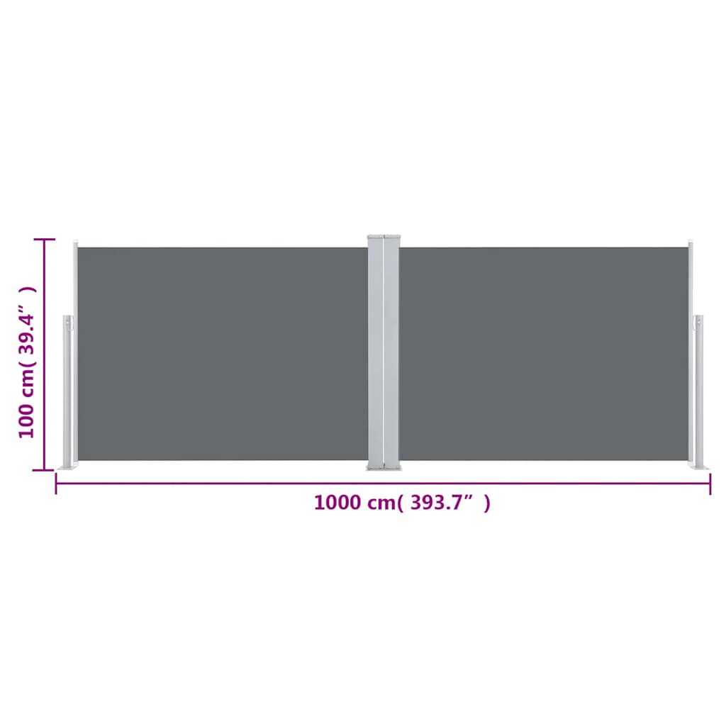vidaXL Retractable Side Awning Anthracite 100x1000 cm