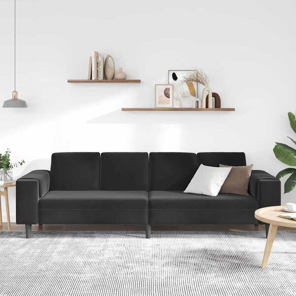 Sofa Set Black Velvet