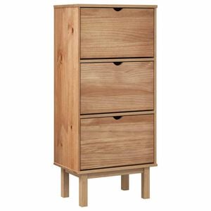 vidaXL Shoe Cabinet OTTA with 3 Drawers Brown Solid Wood Pine