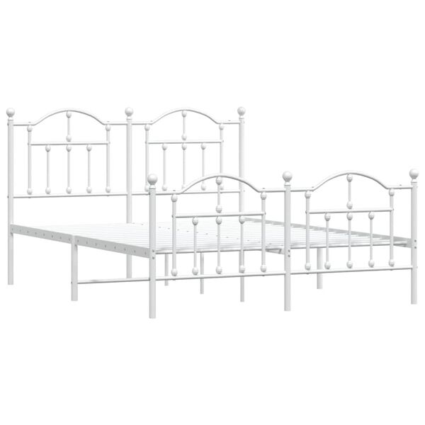 vidaXL Metal Bed Frame without Mattress with Footboard White 135x190cm