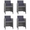vidaXL 5 Piece Outdoor Dining Set with Cushions Poly Rattan Grey