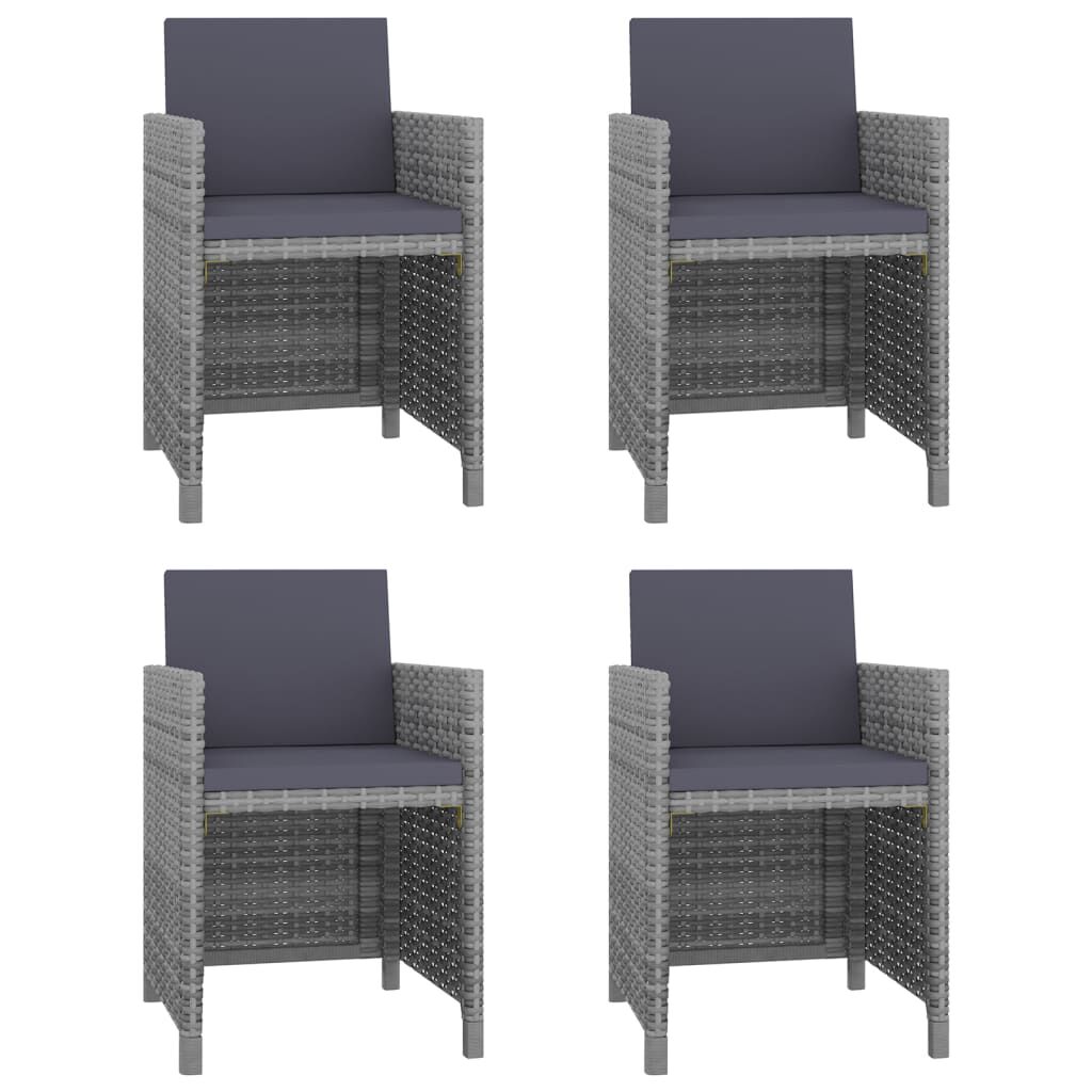 vidaXL 5 Piece Outdoor Dining Set with Cushions Poly Rattan Grey