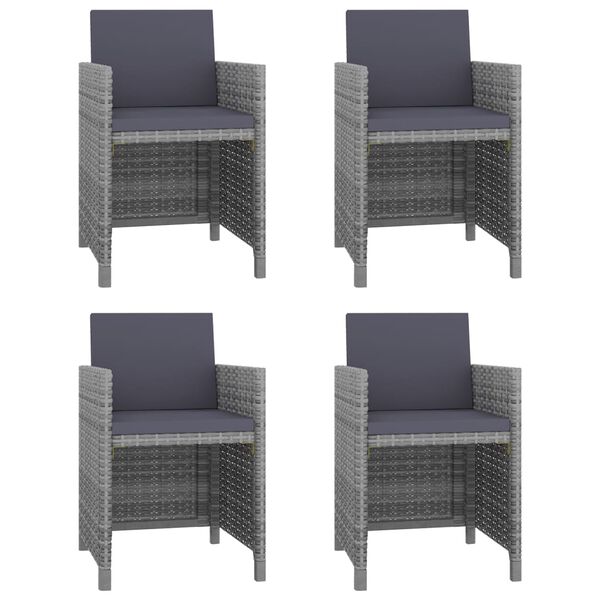 vidaXL 5 Piece Outdoor Dining Set with Cushions Poly Rattan Grey