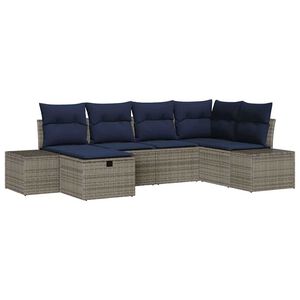 vidaXL Garden Sofa Set with Cushion 6 pcs Grey Poly rattan