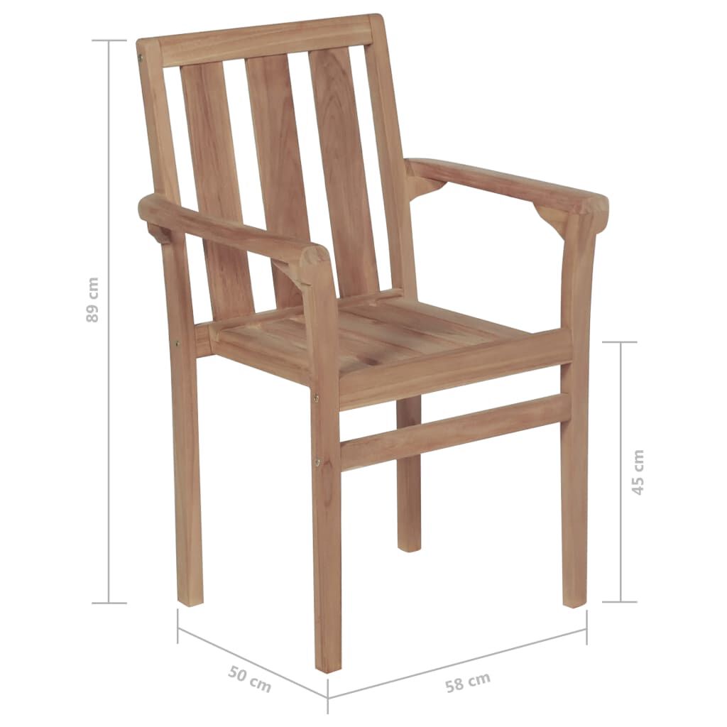 vidaXL Stackable Garden Chairs with Cushions 4 pcs Solid Teak Wood