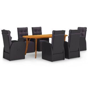 vidaXL 7 Piece Garden Dining Set Black