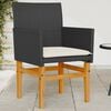 vidaXL Garden Chairs with Cushions 2 pcs Black Poly Rattan&Solid Wood