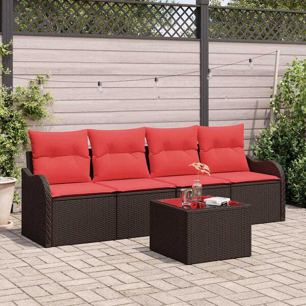 vidaXL Garden Sofa Set 5 pcs Brown Poly rattan