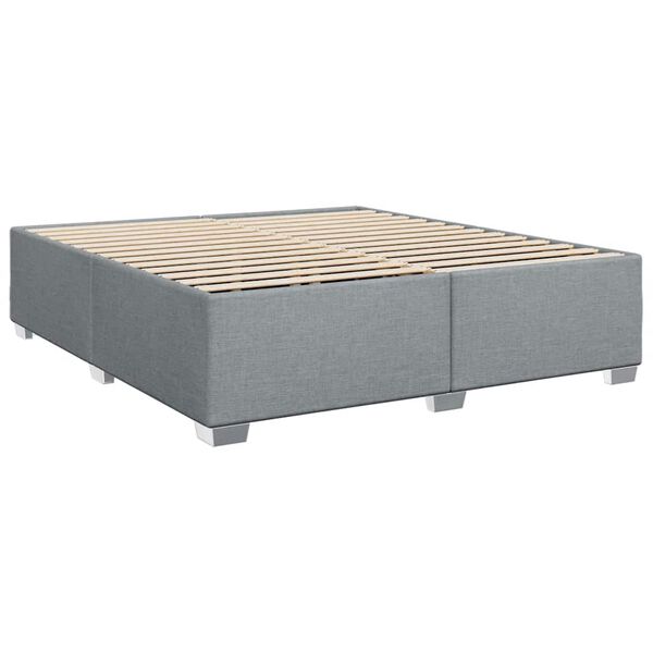 vidaXL Bed Frame without Mattress Light Grey King Fabric