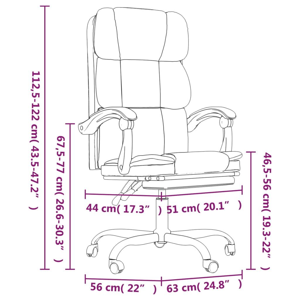 vidaXL Reclining Office Chair Grey Faux Leather